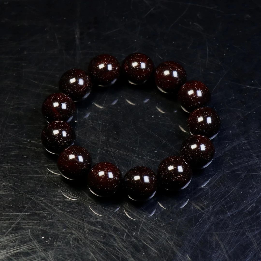 印度小叶紫檀1.8正宗微包浆高油密爆满金星文玩手串男款手串佩戴