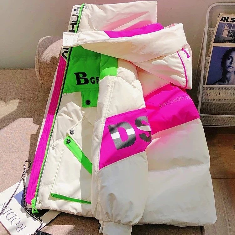 【阿布推荐】潮流宽松滑雪短款羽绒服撞色时尚保暖派克羽绒服外套