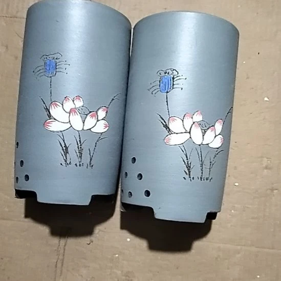 紫砂20CM（含）-50CM（不含）彩绘大笔筒两个微瑕