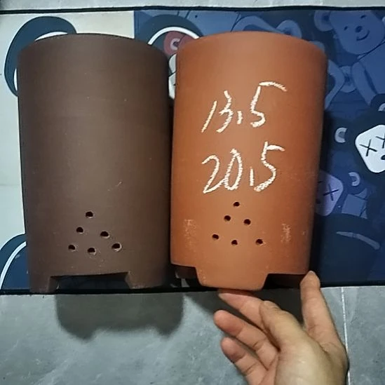 紫砂20CM（含）-50CM（不含）红泥紫泥大笔筒两个微瑕
