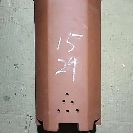 紫砂20CM(含)-50CM(不含)红泥高六方带口沿微瑕