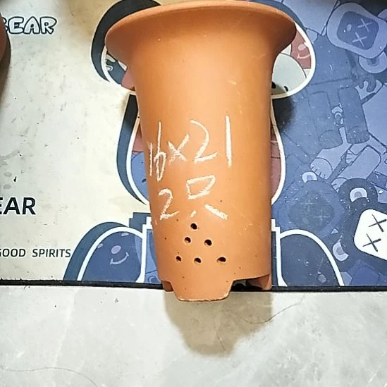 紫砂20CM(含)-50CM(不含)小红兰花两个微瑕点点
