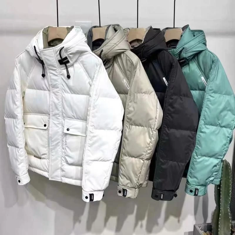 冬季免洗滑料羽绒服男潮流三防加厚上衣时尚短款外套帅气棉服棉衣