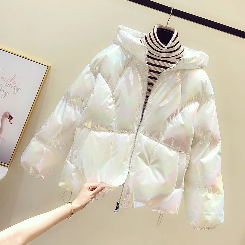 羽绒服2023新款免洗亮面百搭短款羽绒服冬季外套时尚羽绒
