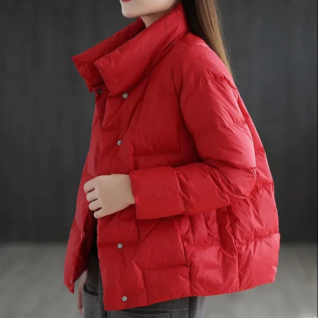 新款2023新款羽绒服女立领小个子羽绒服简约宽松短款羽绒棉服棉衣