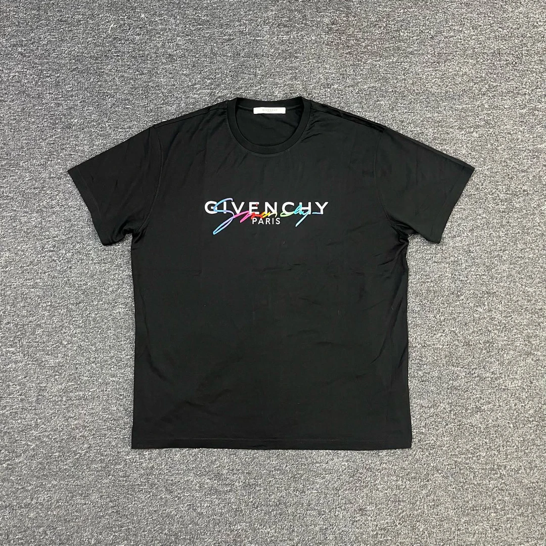 Givenchy/纪梵希/手写字体彩色印花短袖/准新/L码x2/YZ001296