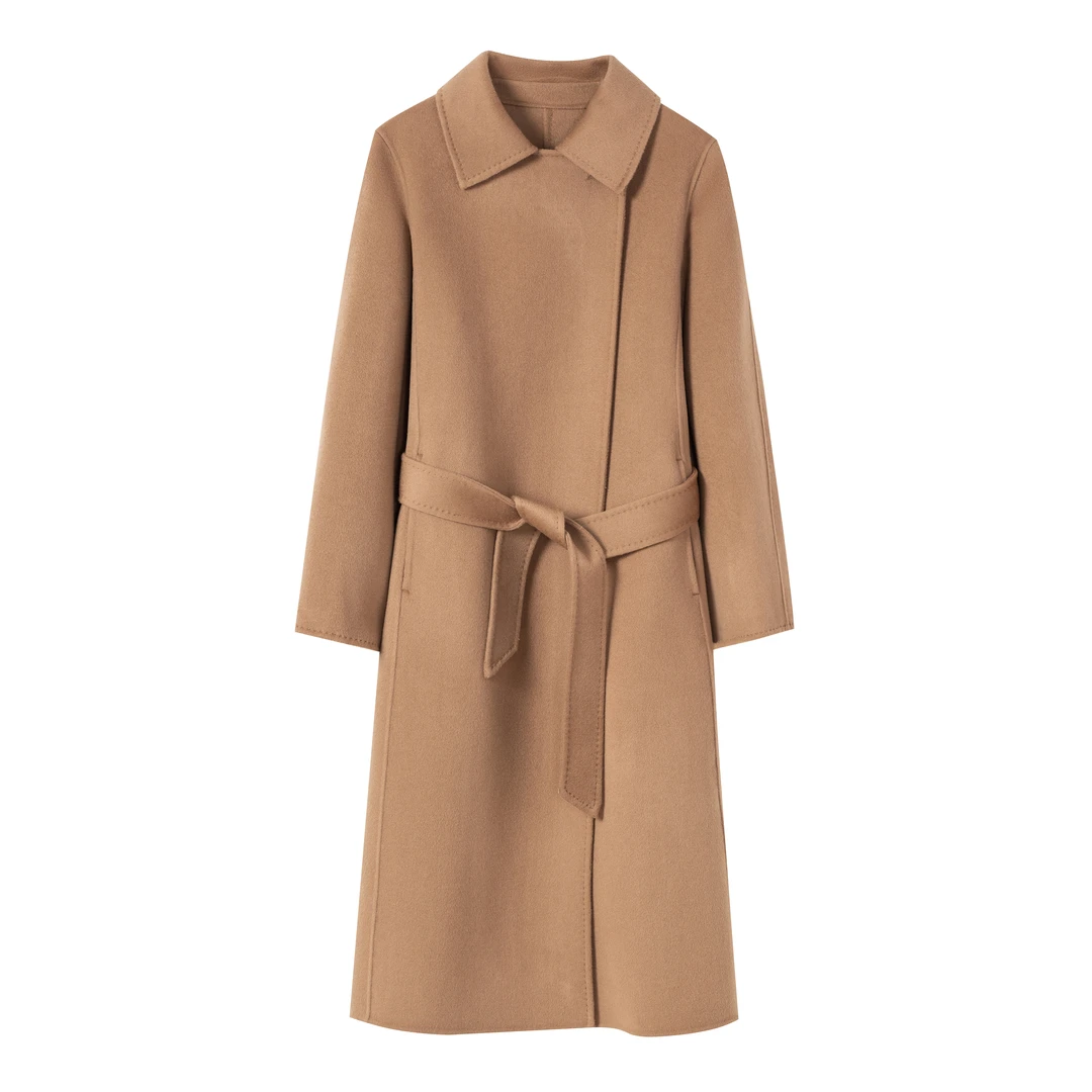 【一粒扣羊绒】含山羊绒高端女士双面大衣秋冬新款通勤显瘦气质女装