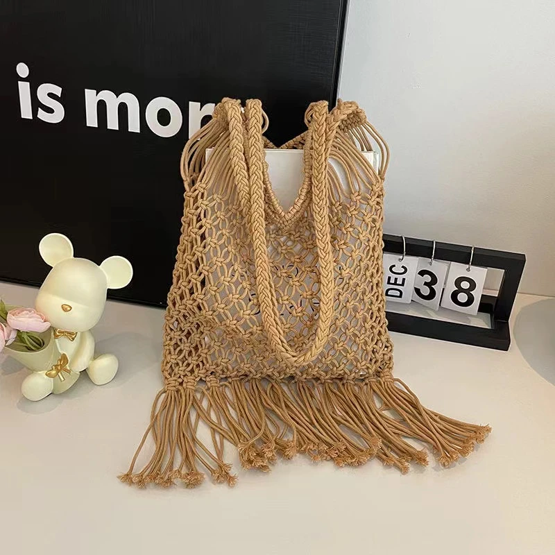 夏季编织包包草编包镂空复古波西米亚流苏海边沙滩度假单肩包森系