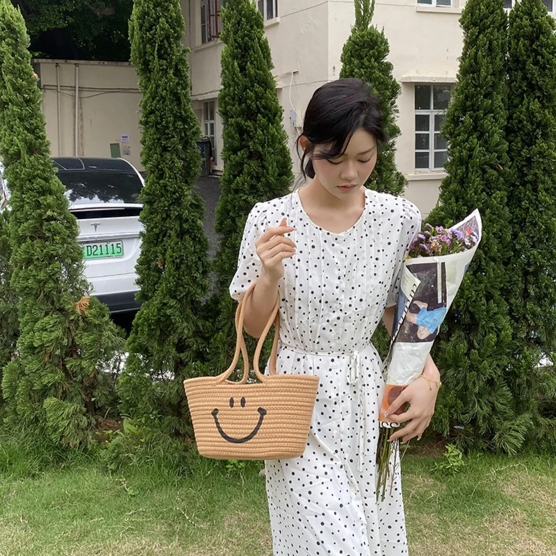 编织单根水桶手提包ins单肩沙滩包小清新网红材料包百搭洋气甜美