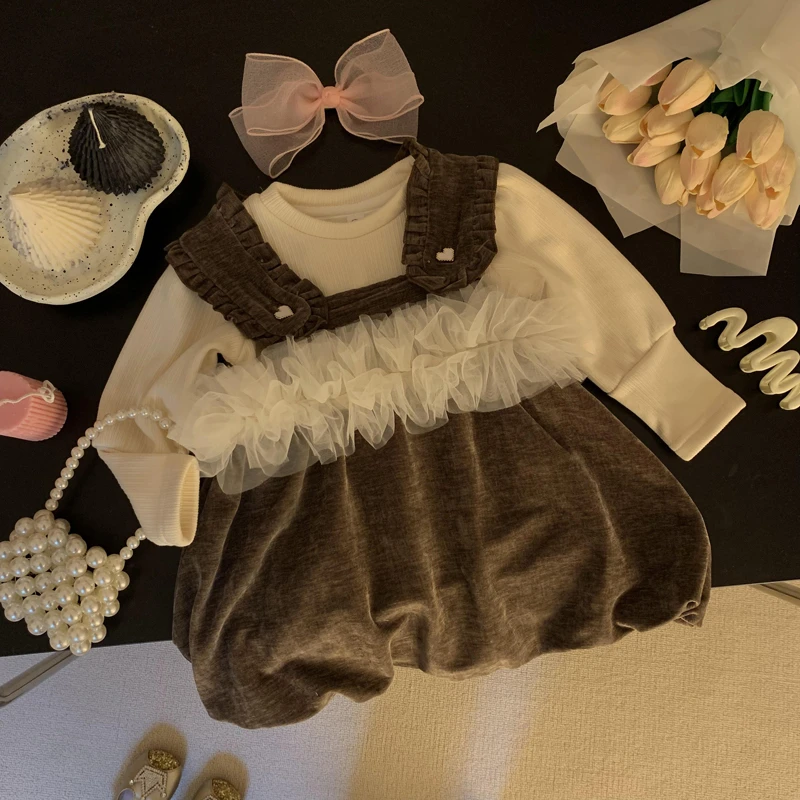 童装女童2024新款秋冬装女宝宝加绒韩版公主裙小童两件套连衣裙