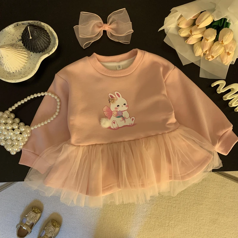 童装女童2024新款秋冬装女宝宝加绒加厚卫衣裙小童韩版卡通裙子