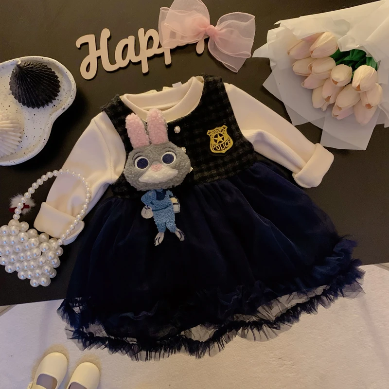 童装女童2024新款冬装女宝宝加绒加厚连衣裙小童韩版公主裙两件套