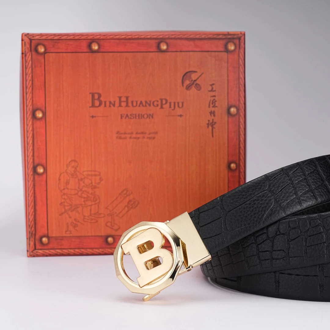 2024男士时尚金色B自扣皮带