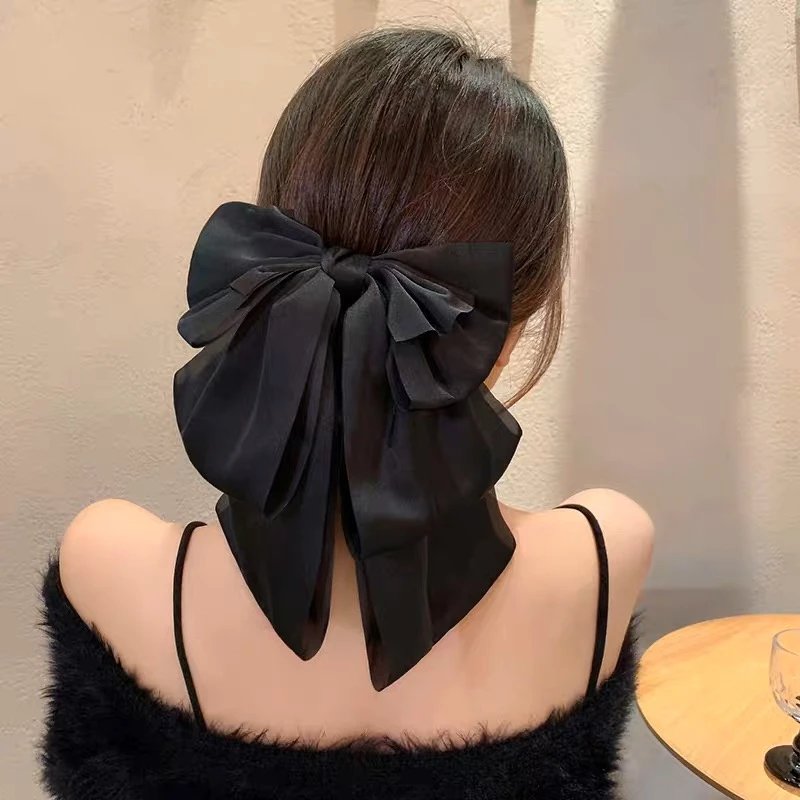 大蝴蝶结发饰法式优雅发夹女后脑勺高马尾抓夹ins