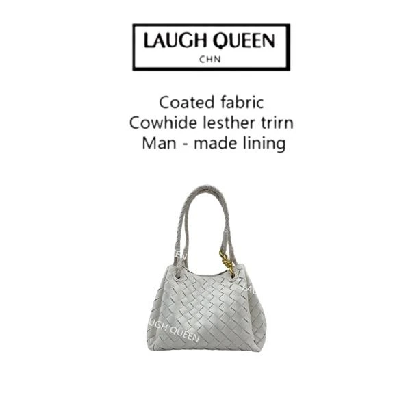 Laugh Queen手工打造女士新款包10603-1白色小号编织降落伞