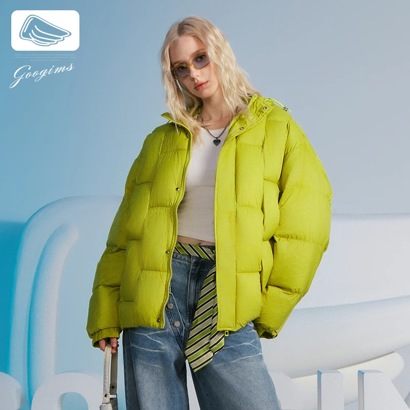 韩国Googims编织棉服男女同款冬季加厚保暖棉衣情侣潮流百搭外套