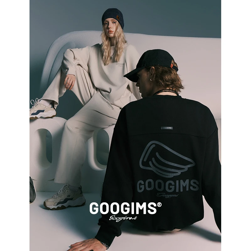 韩国Googims圆领套头卫衣套装男女同款2025新款百搭休闲运动装秋
