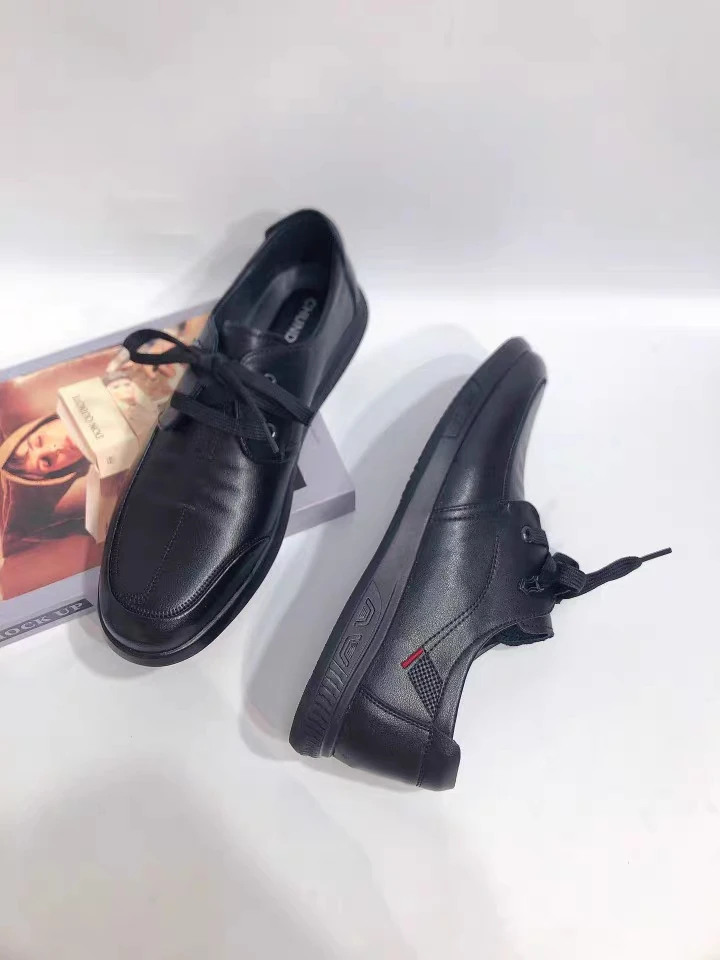 春达正品2366972款黑色全牛皮男款休闲真皮男士休闲鞋