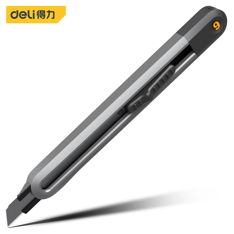 Deli/得力Home系列9mm美工刀(黑)+一盒刀片舒适伸缩高颜值手动