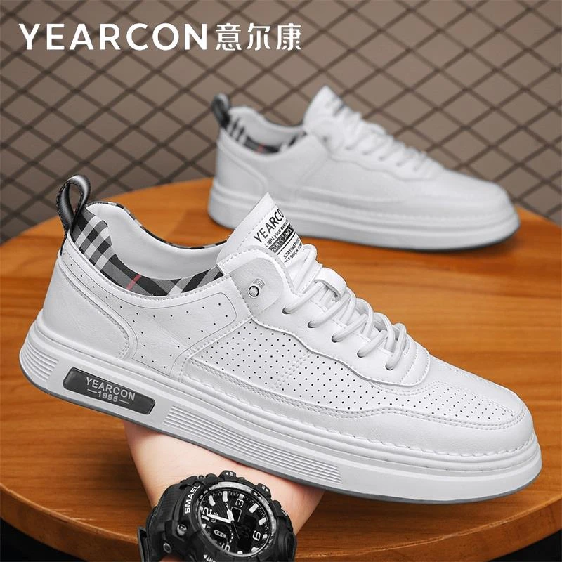 意尔康小白鞋男鞋2024新款夏季透气潮爆款一脚蹬高端男士休闲板鞋