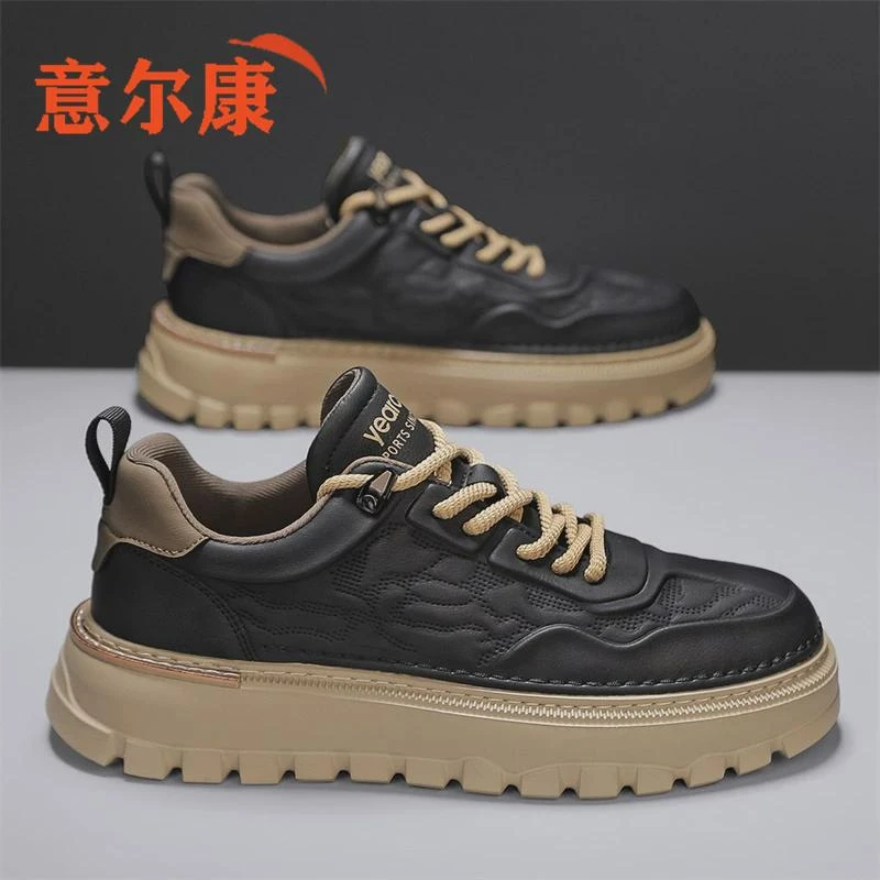 意尔康男鞋秋季透气2025新款潮黑色休闲马丁靴低帮百搭软底休闲鞋