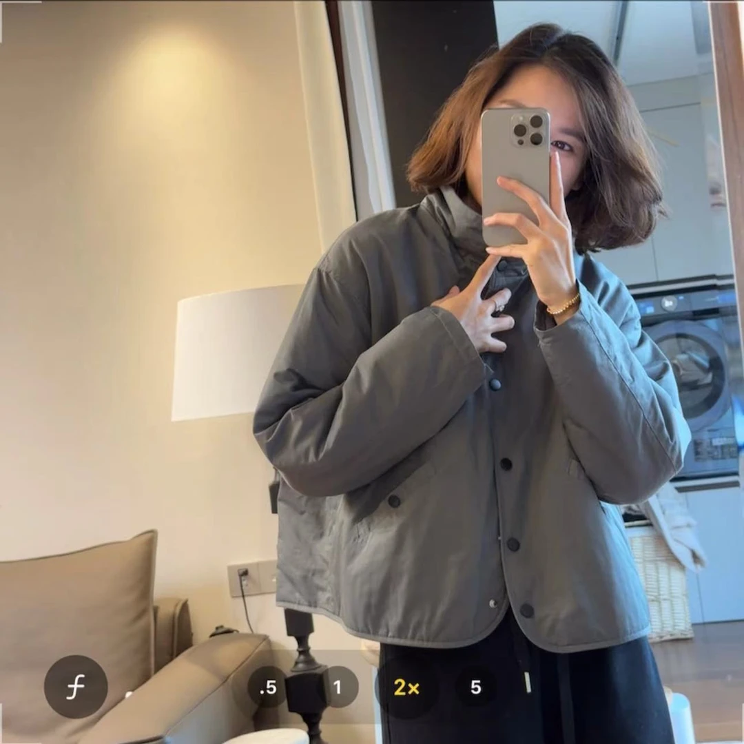 喜樂2024立领纯色加棉棉服冬季新款休闲保暖时尚百搭简约女士外套