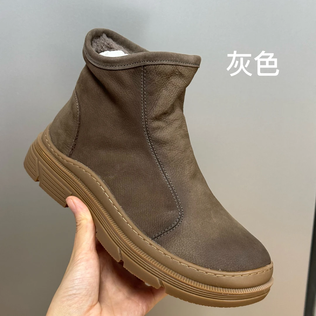 喜樂 2023马丁靴冬季新款时尚百搭复古平底加绒简约女士休闲鞋