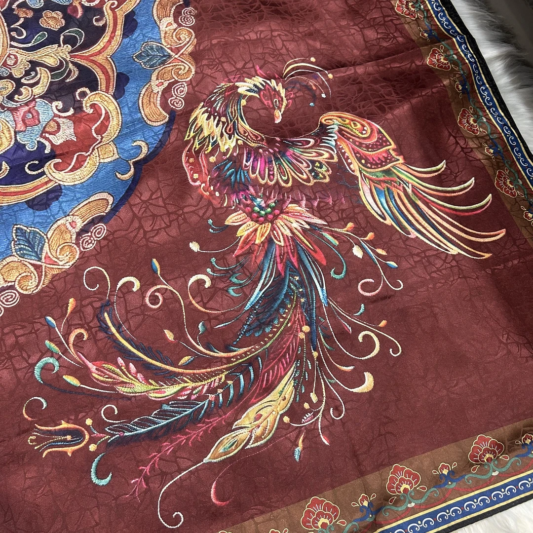 xys-377【腰果凤凰】 提花 花萝 镂空 香韵纱140*140方巾