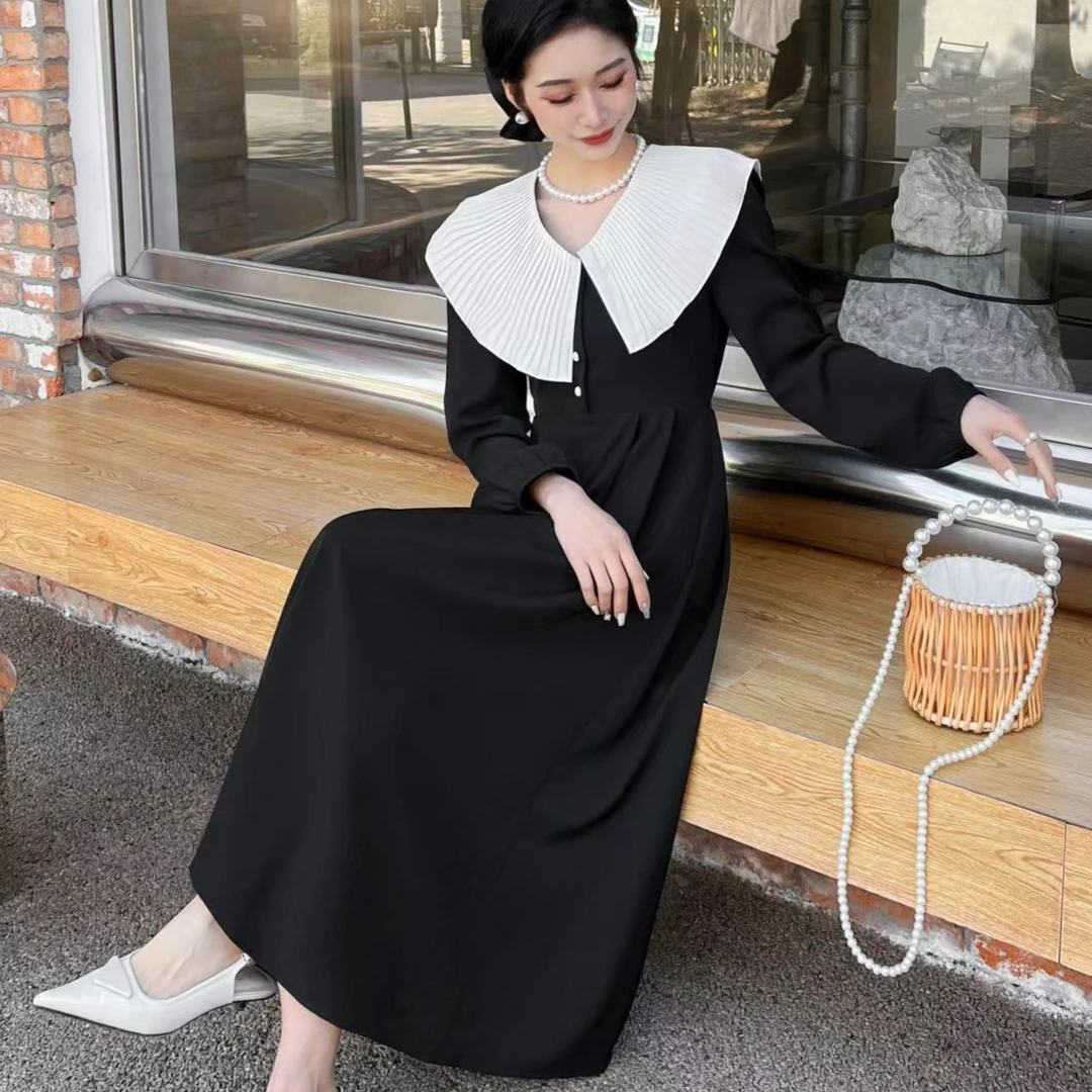 11908(23-11)法式温柔高级感设计领口显瘦百搭连衣裙-苋