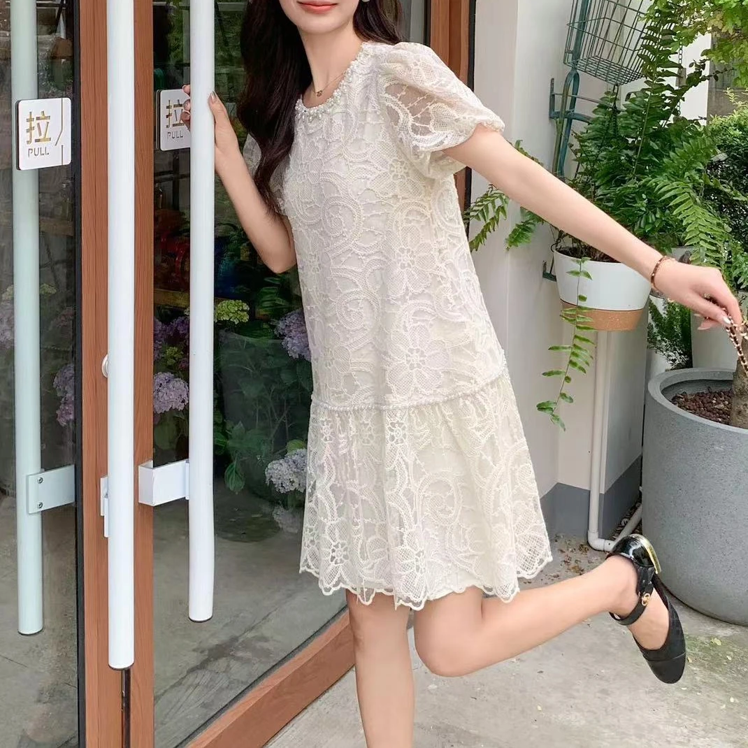 【花卉镂空设计】带内衬气质显瘦夏季连衣裙-苋 15150(8216)