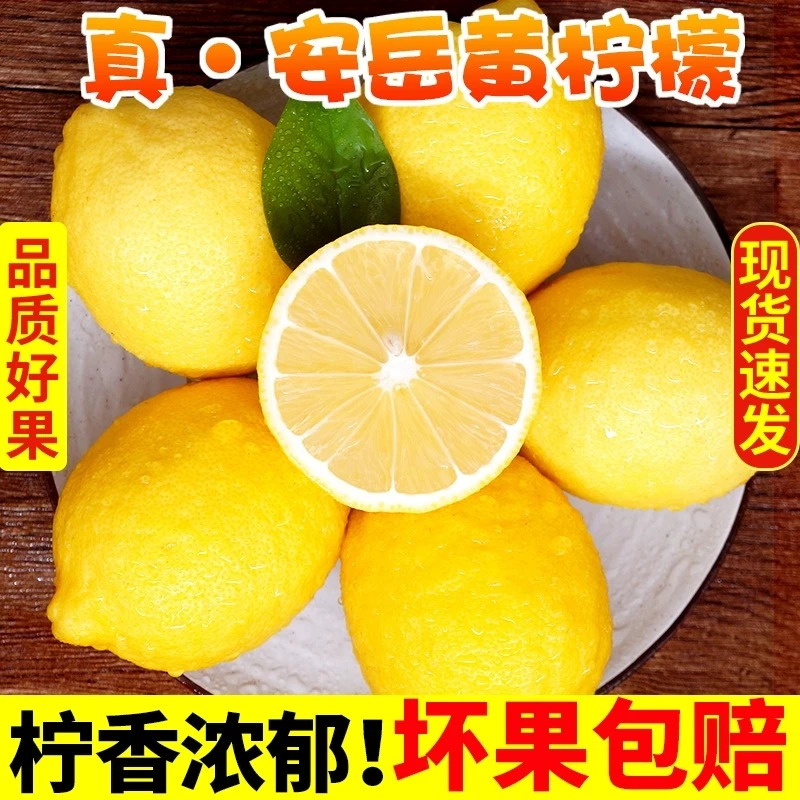 包邮I安岳黄柠檬8个小果/60-80g/个皮薄多汁酸爽清香新鲜果园