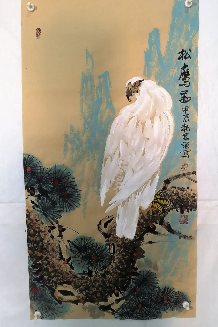 白鹰高瞻远瞩，事业长青50*90宣纸