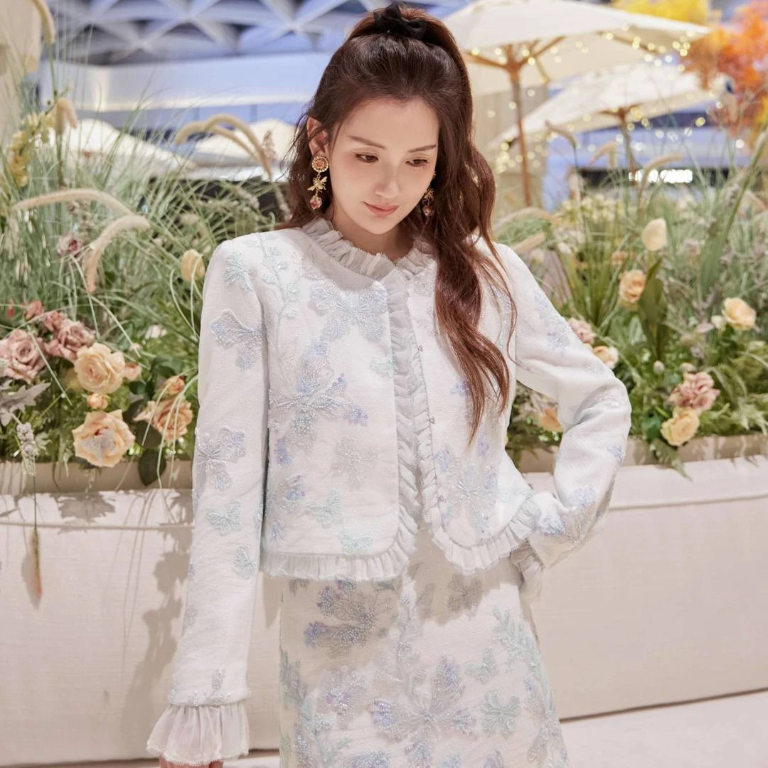 Marie Elie【浩渺蓝烟】刺绣钉珠外套套装YAE31W14202