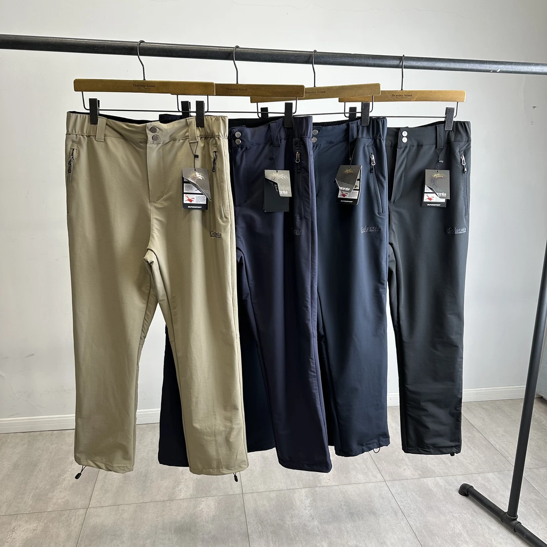 外贸户外男士弹力防风防泼水冲锋裤银粒子聚热保暖软壳滑雪裤5595