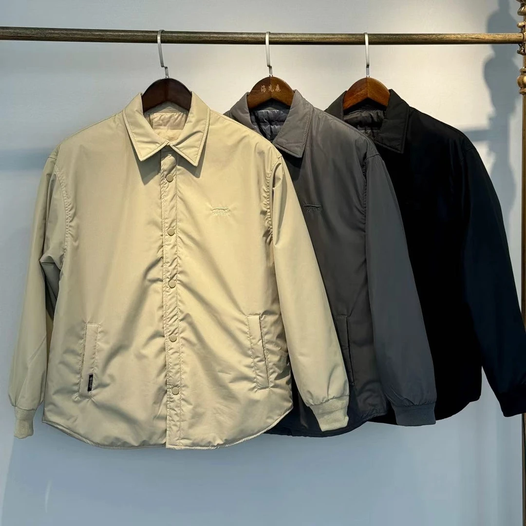 工装帅气翻领宽松衬衫式羽绒服秋冬季轻薄单排扣保暖外套 Y4D0719