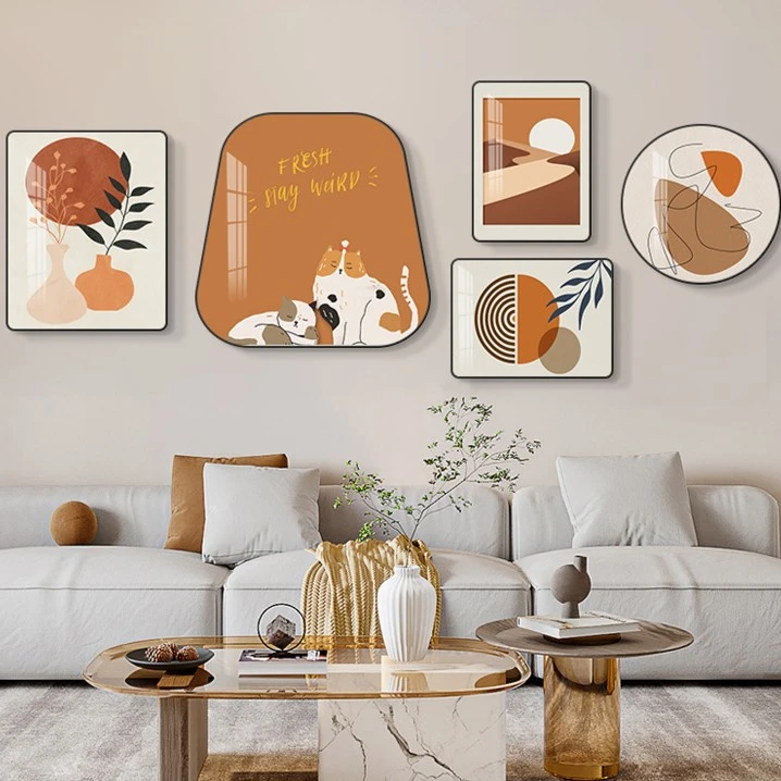 阪画屋简约现代客厅装饰画抽象艺术组合挂画猫咪创意挂画【商20】