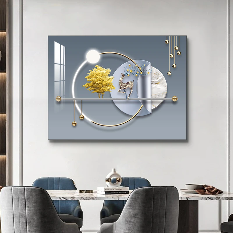 阪画屋餐厅横版平面水晶装饰画现代简约轻奢防水装饰画挂画【商5】