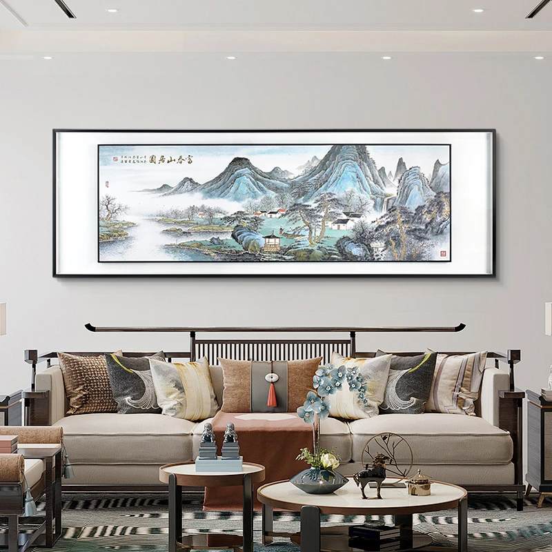 【苏绣坊】居家好物新中式肌理烫金装饰画沙发背景墙客厅书房高端横
