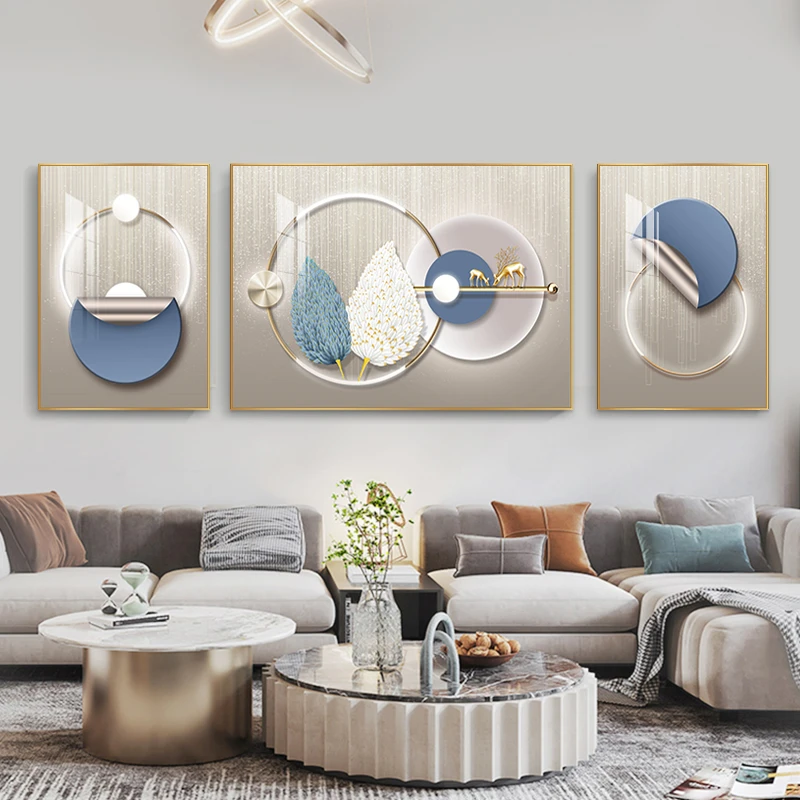 阪画屋2片羽吉光晶瓷画面高分子边框客厅现代三联画恋家