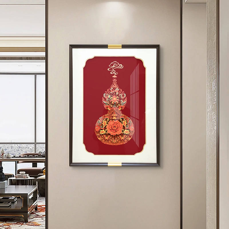 入户玄关葫芦装饰画新中式国潮走廊过道挂画