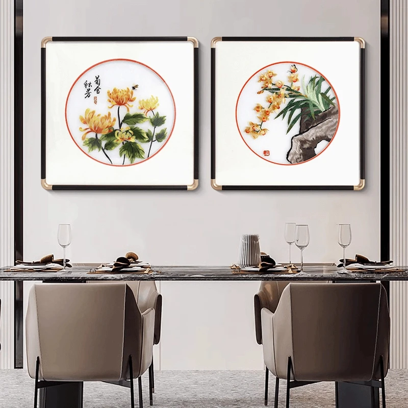 【苏绣坊】居家好物苏绣客厅餐厅两联装饰画花鸟绿植刺绣装饰画