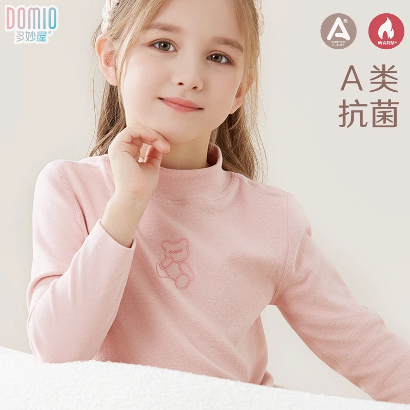 女童打底衫秋冬儿童长袖T恤中大童加绒加厚上衣保暖洋气白色童装