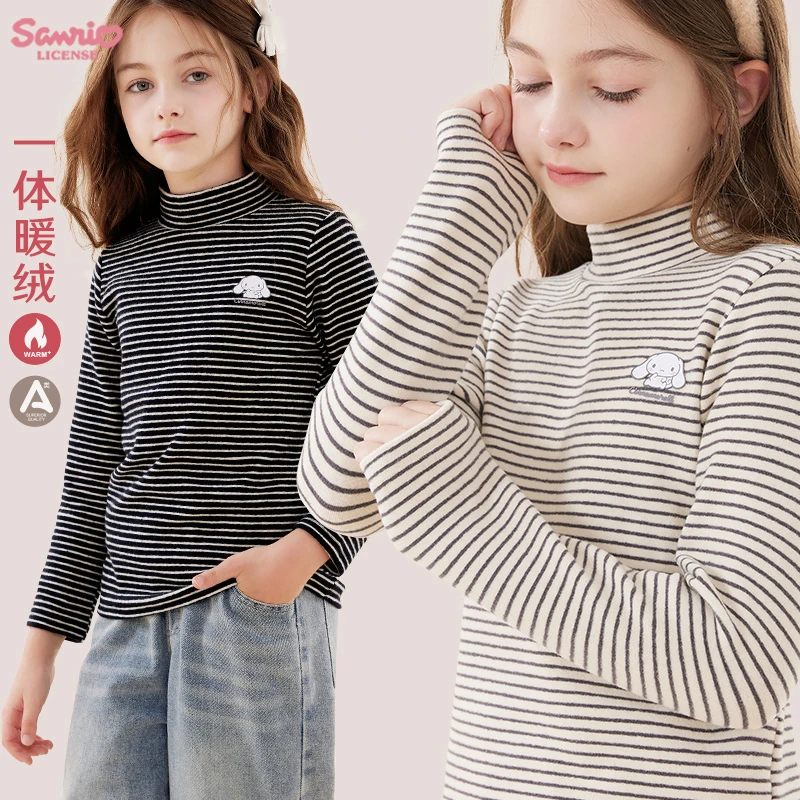 女童打底衫加绒新款儿童长袖T恤中大童洋气半高领上衣春秋童装