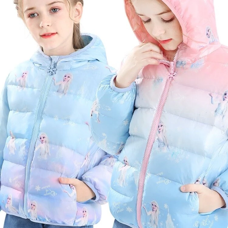 女童羽绒服外套新款儿童连帽宝宝外穿轻薄短款冰雪冬鸭绒冬季