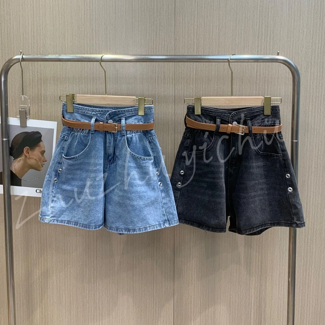 【清仓】复古牛仔短裤女夏季新款配腰带宽松百搭显瘦K6182