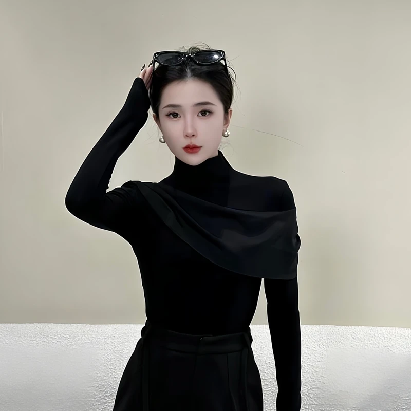 JUDING/聚町【银河遐想】新款拼接长袖T恤女加厚加绒打底衫上衣9772