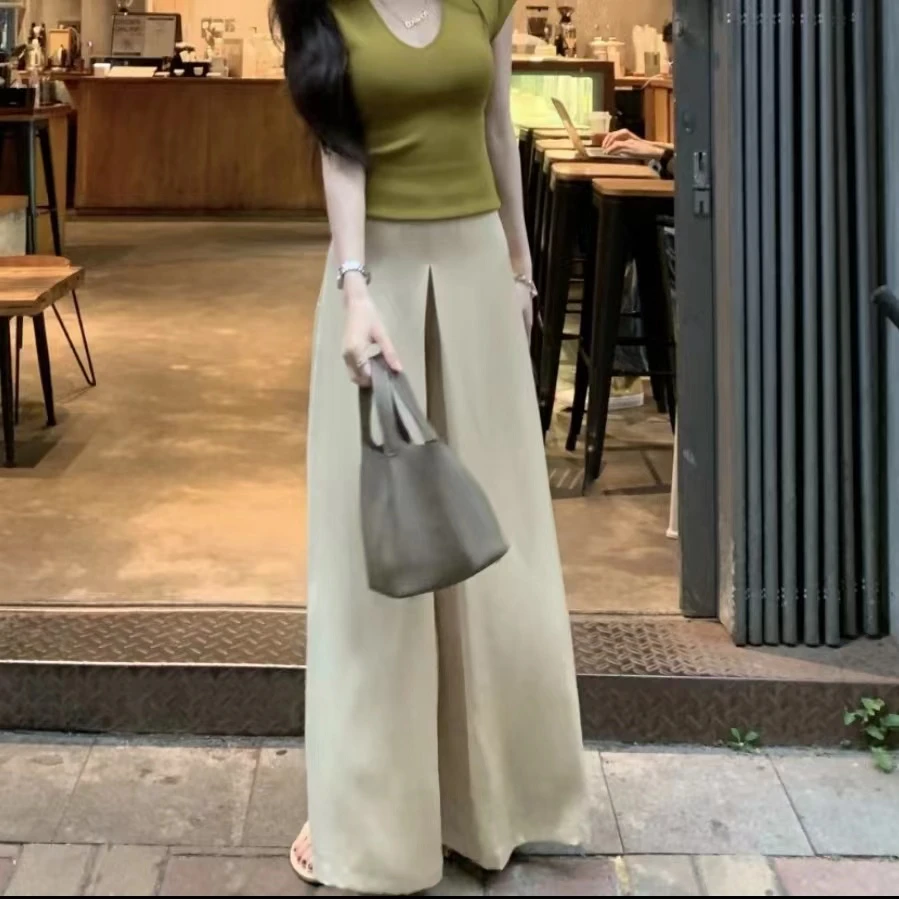 【自由古巴】休闲长裤女显瘦百搭直筒阔腿裤2023新款西装裤子1267