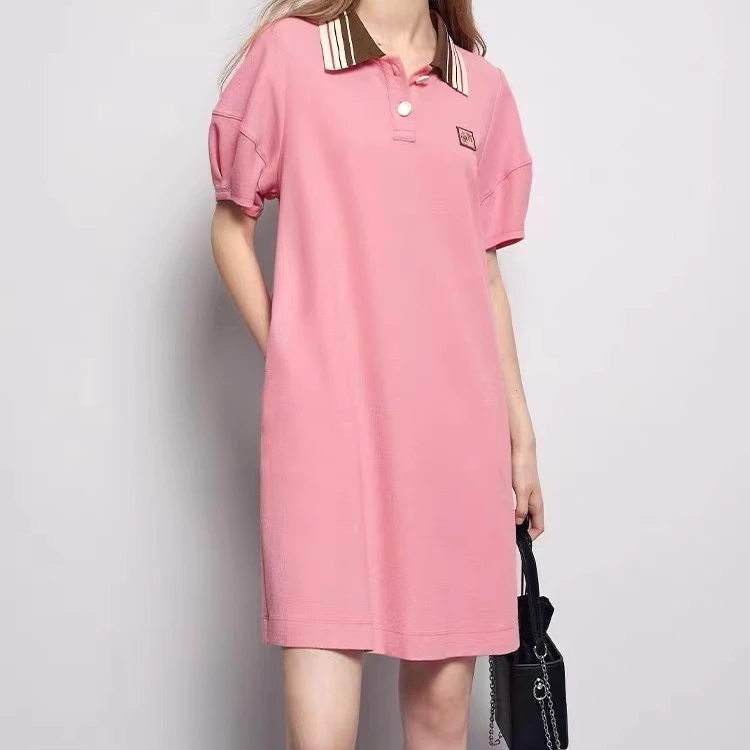 高级感刺绣T恤POLO连衣裙C4973