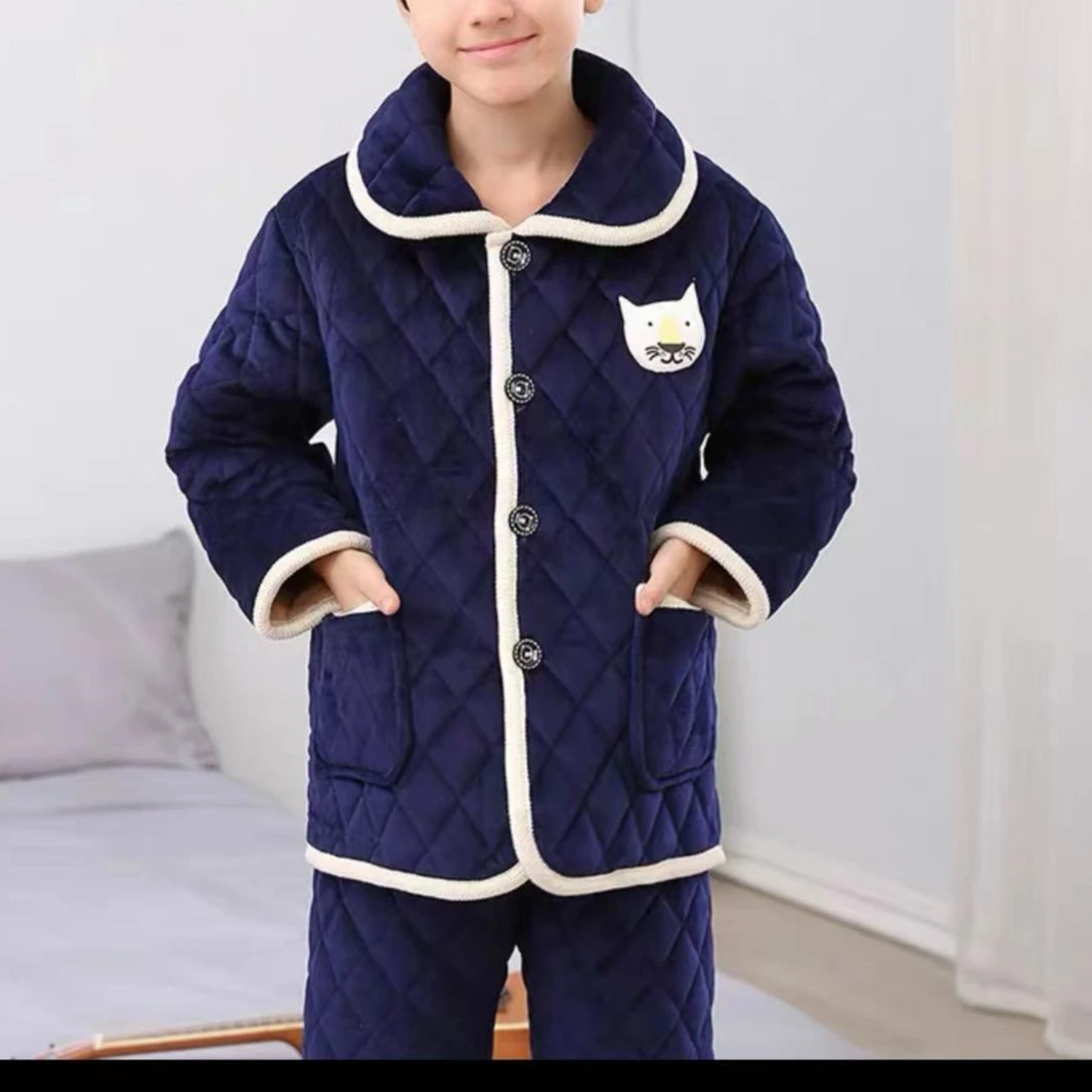 儿童冬季加绒加厚保暖家居服睡衣套装  C2311