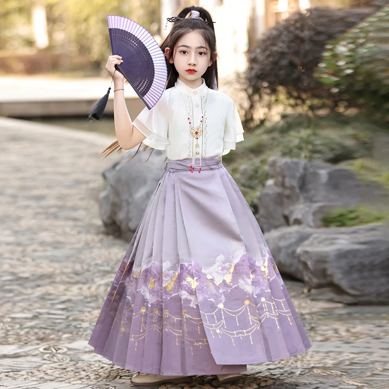 女童汉服夏季2024新款马面裙国风古装套装新中式六一儿童节表演服
